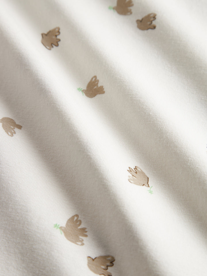 set footie dove print wrap with beanie with blanket - peace