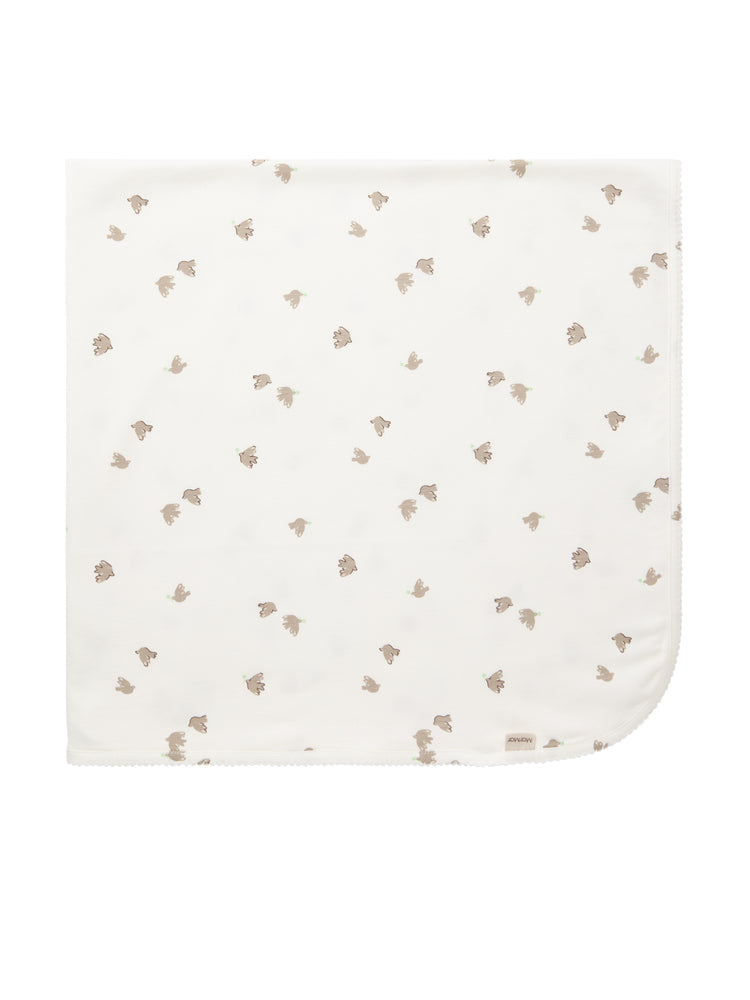 set footie dove print wrap with beanie with blanket - peace