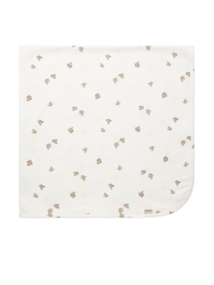 set footie dove print wrap with beanie with blanket - peace