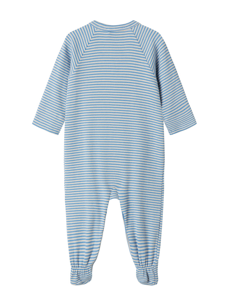 footie striped snap with beanie - blue stripe