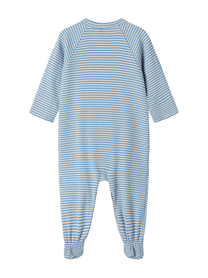 footie striped snap with beanie - blue stripe