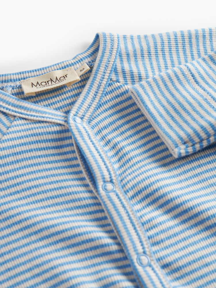 footie striped snap with beanie - blue stripe