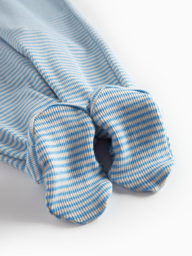 footie striped snap with beanie - blue stripe