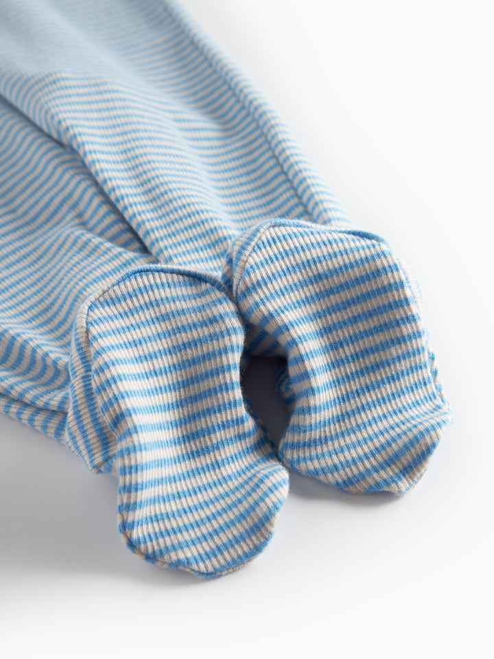 footie striped snap with beanie - blue stripe