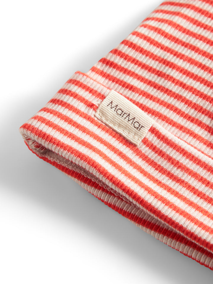 footie striped snap with beanie - red stripe