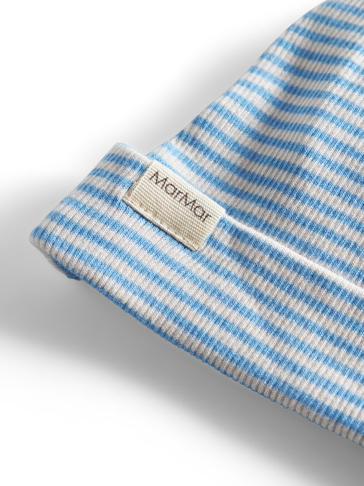 footie striped snap with beanie - blue stripe