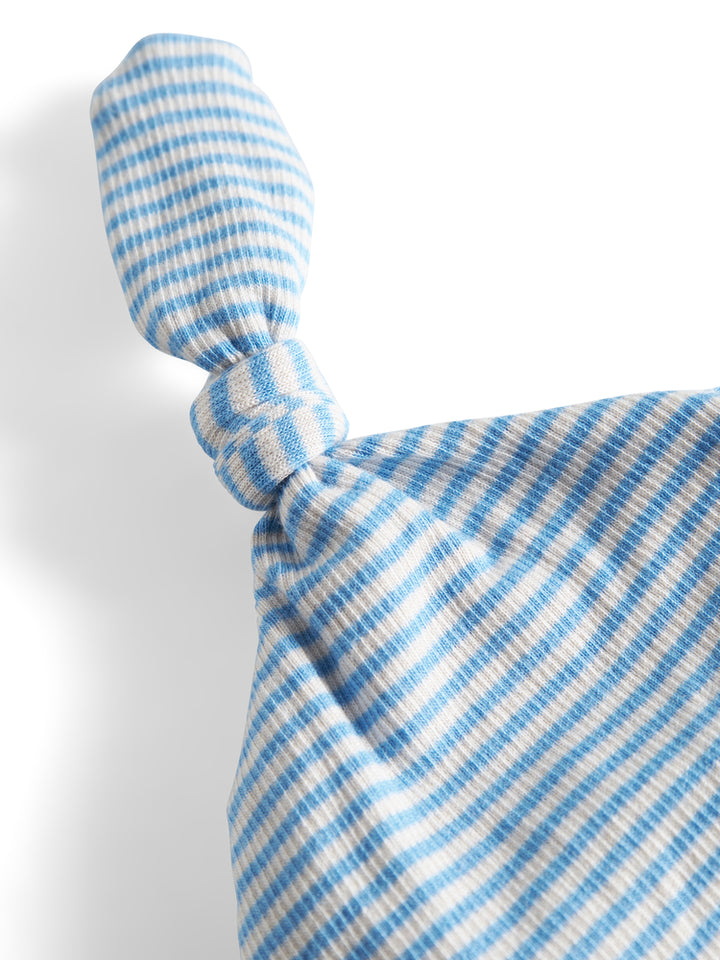 footie striped snap with beanie - blue stripe
