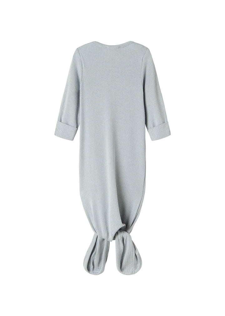footie ribbed gown with beanie - blue stone