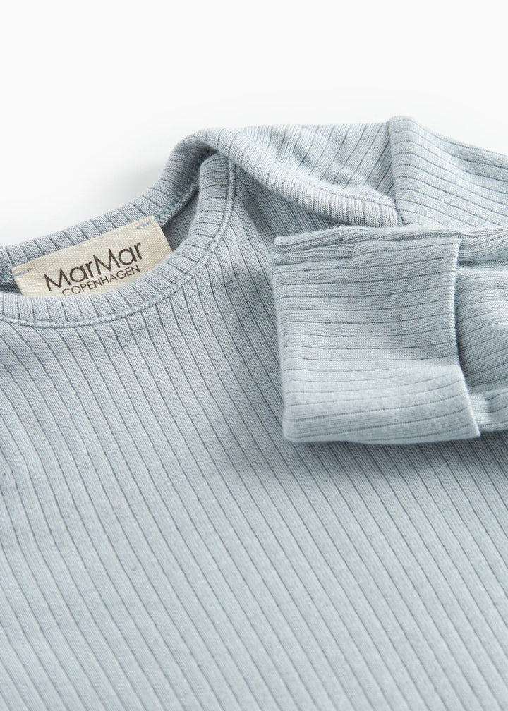 footie ribbed gown with beanie - blue stone