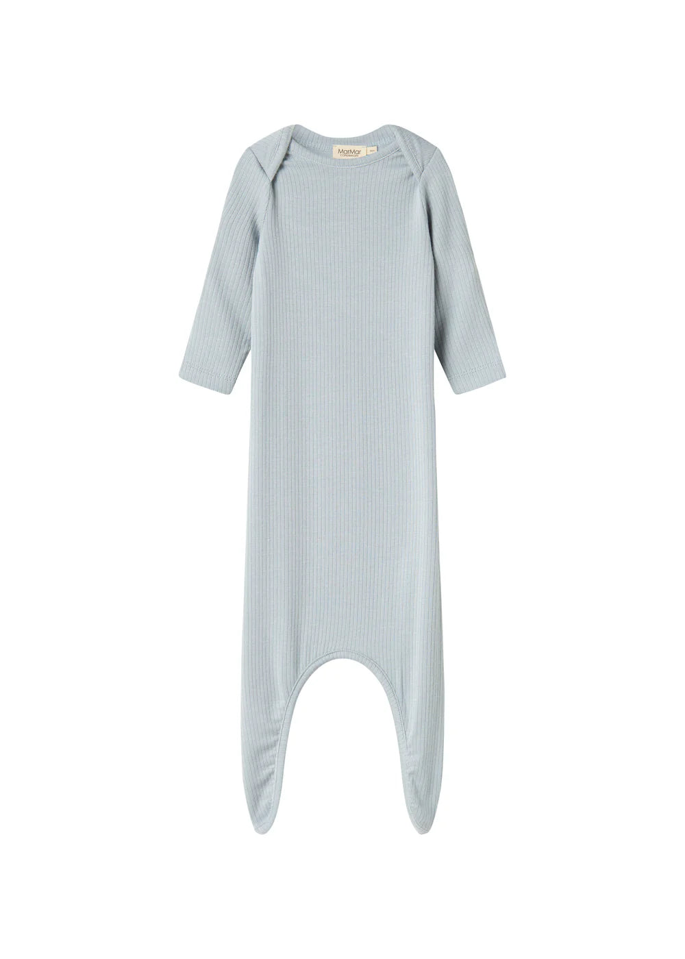 footie ribbed gown with beanie - blue stone