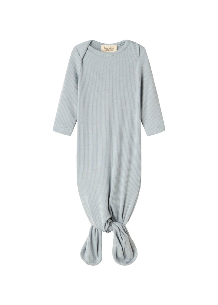 footie ribbed gown with beanie - blue stone