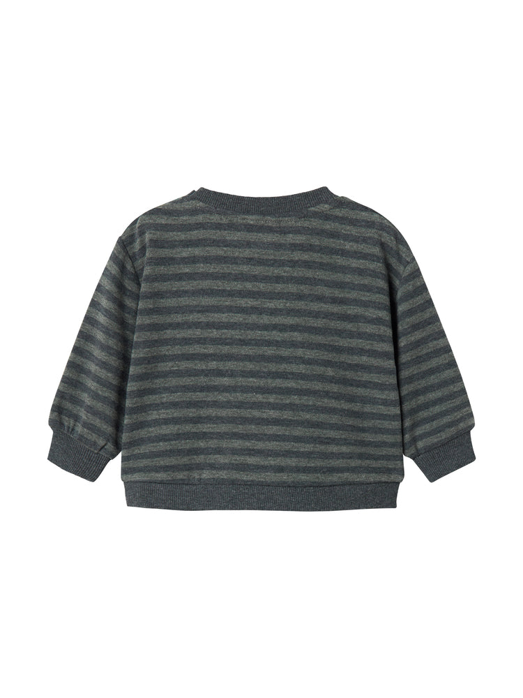 top l/s striped sweat - forest strpe melange