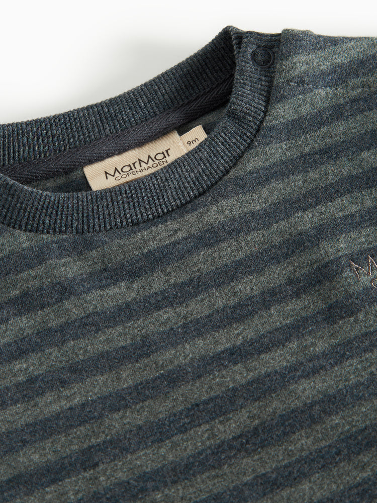 top l/s striped sweat - forest strpe melange