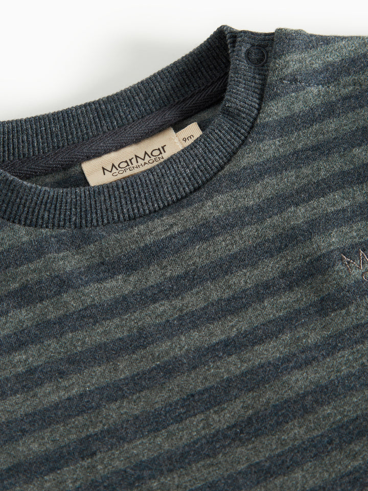 top l/s striped sweat - forest strpe melange