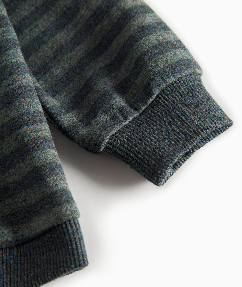 top l/s striped sweat - forest strpe melange