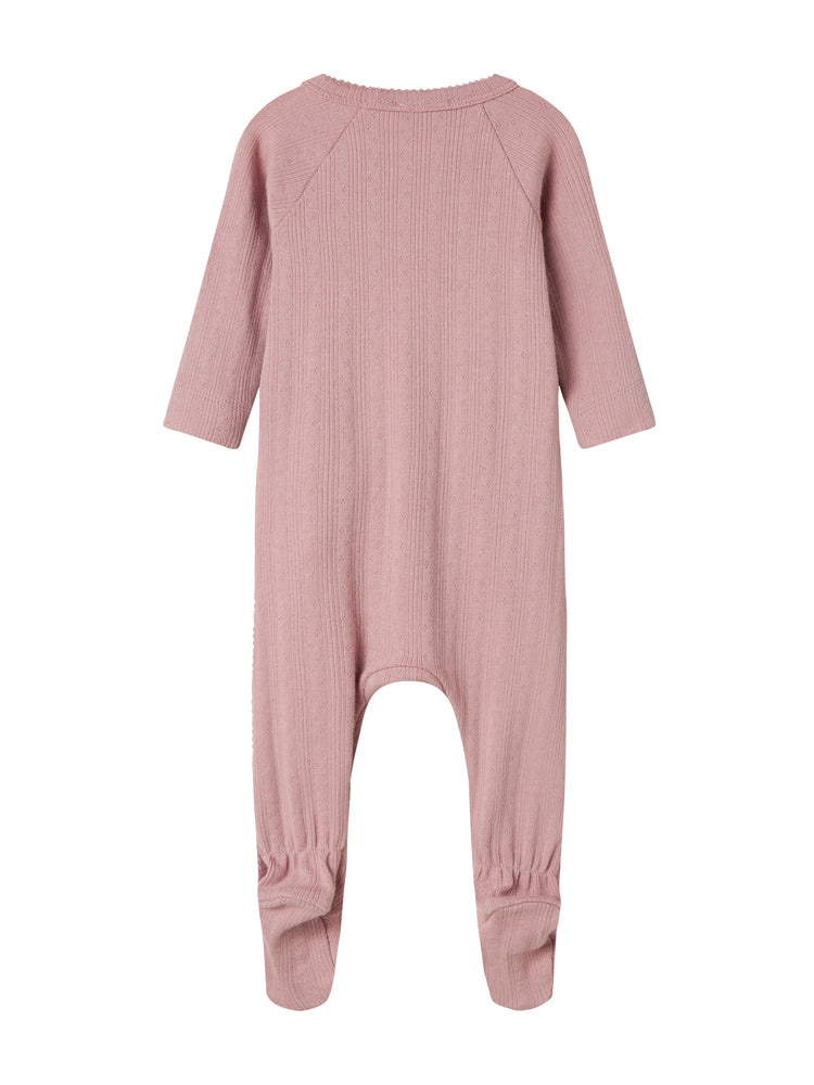 footie pointelle wrap with beanie - soft berry