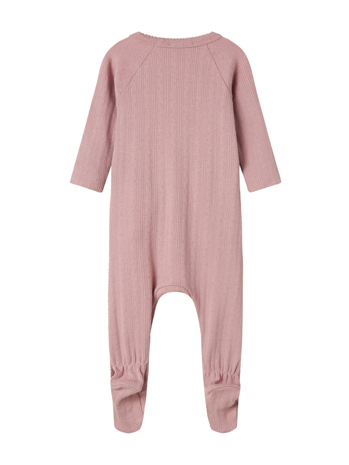 footie pointelle wrap with beanie - soft berry