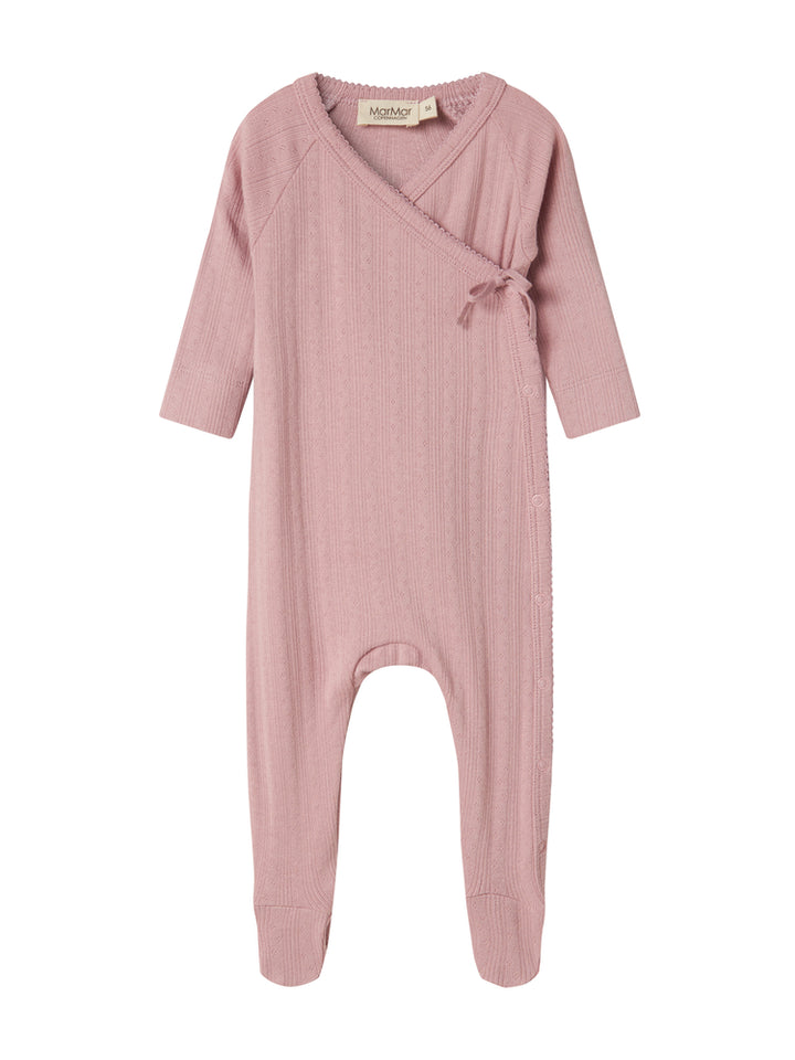 footie pointelle wrap with beanie - soft berry