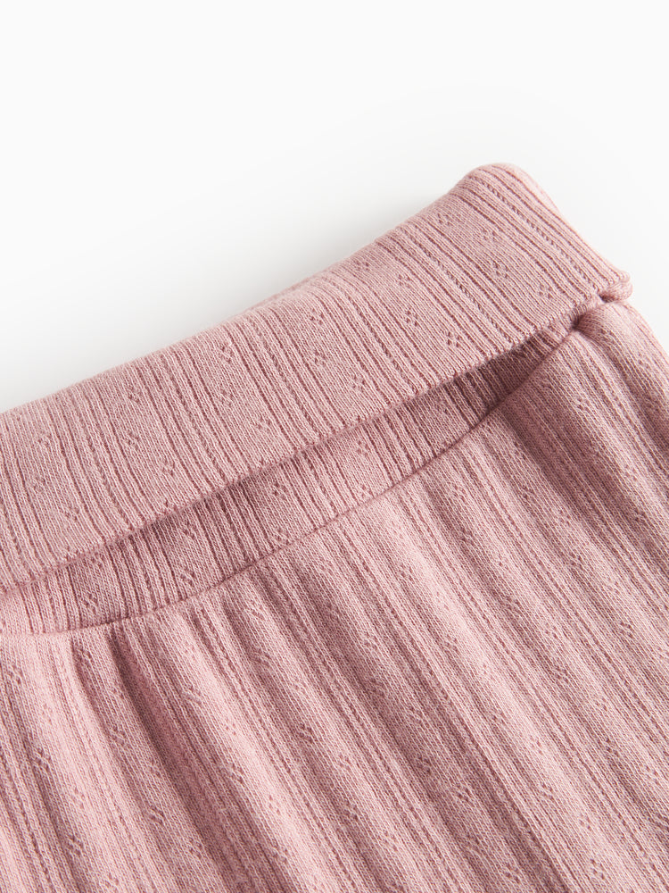 set knit pointelle wrap top and footie pants with hat - soft berry