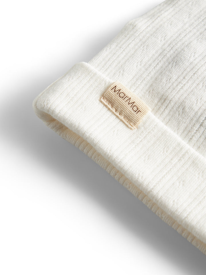 set footie pointelle wrap with beanie and blanket - gentle white