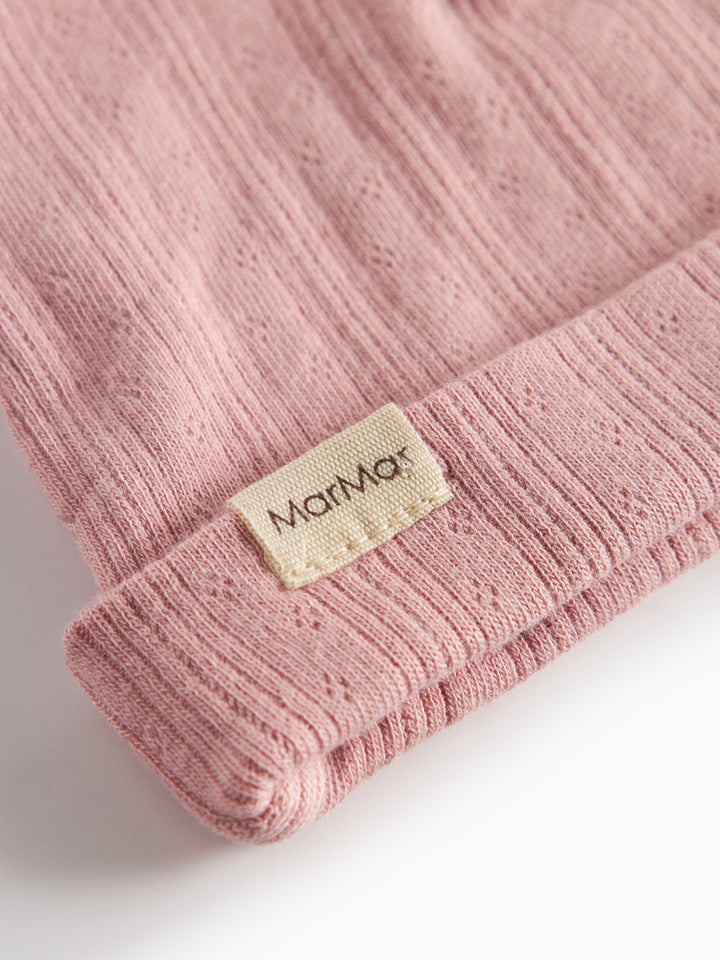 footie pointelle wrap with beanie - soft berry