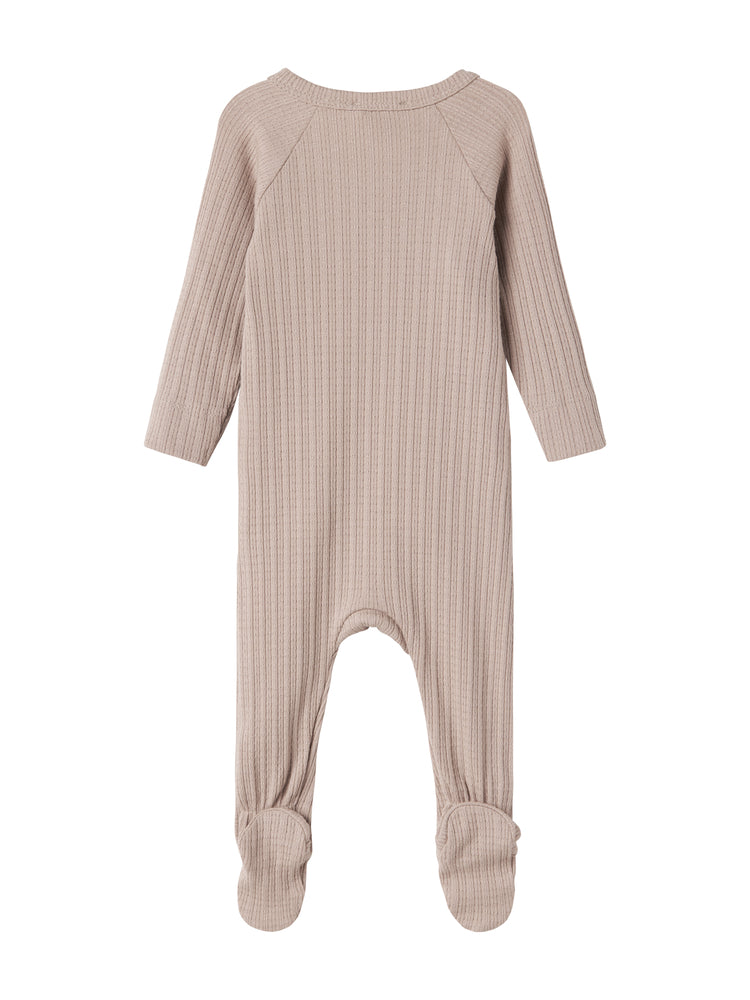 footie pointelle ribbed wrap - soft beige