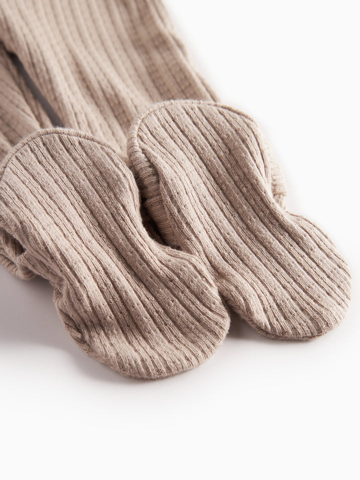 footie pointelle ribbed wrap - soft beige