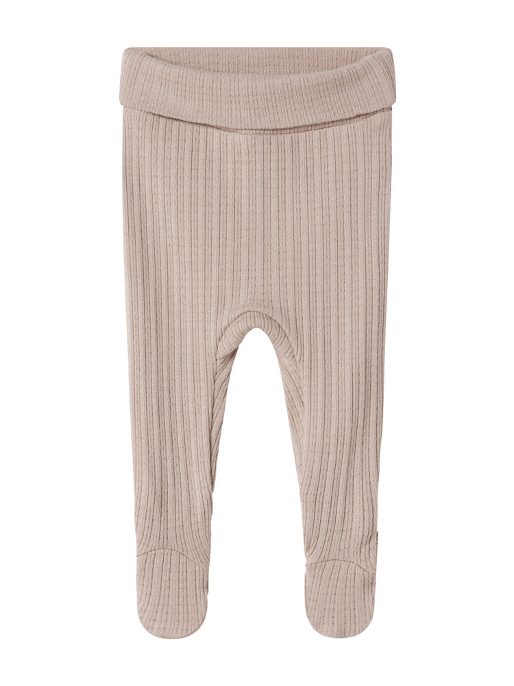 set knit pointelle ribbed wrap top and footie pants with bonnet - soft beige