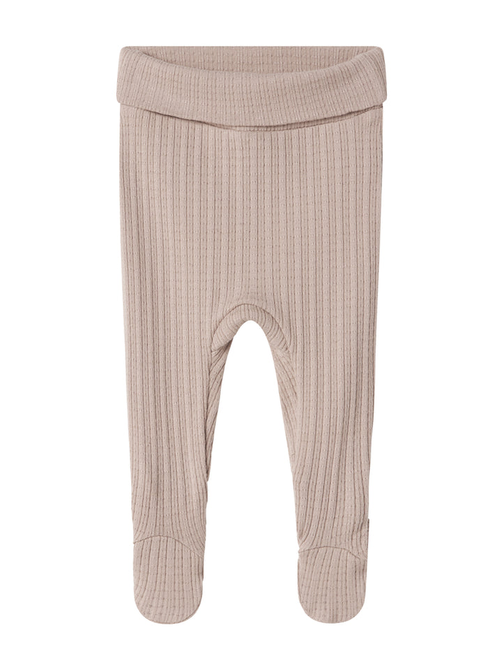 set knit pointelle ribbed wrap top and footie pants with bonnet - soft beige