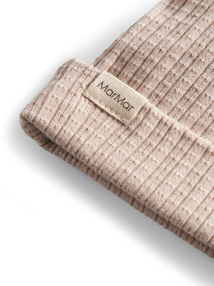 footie pointelle ribbed wrap with beanie - soft beige