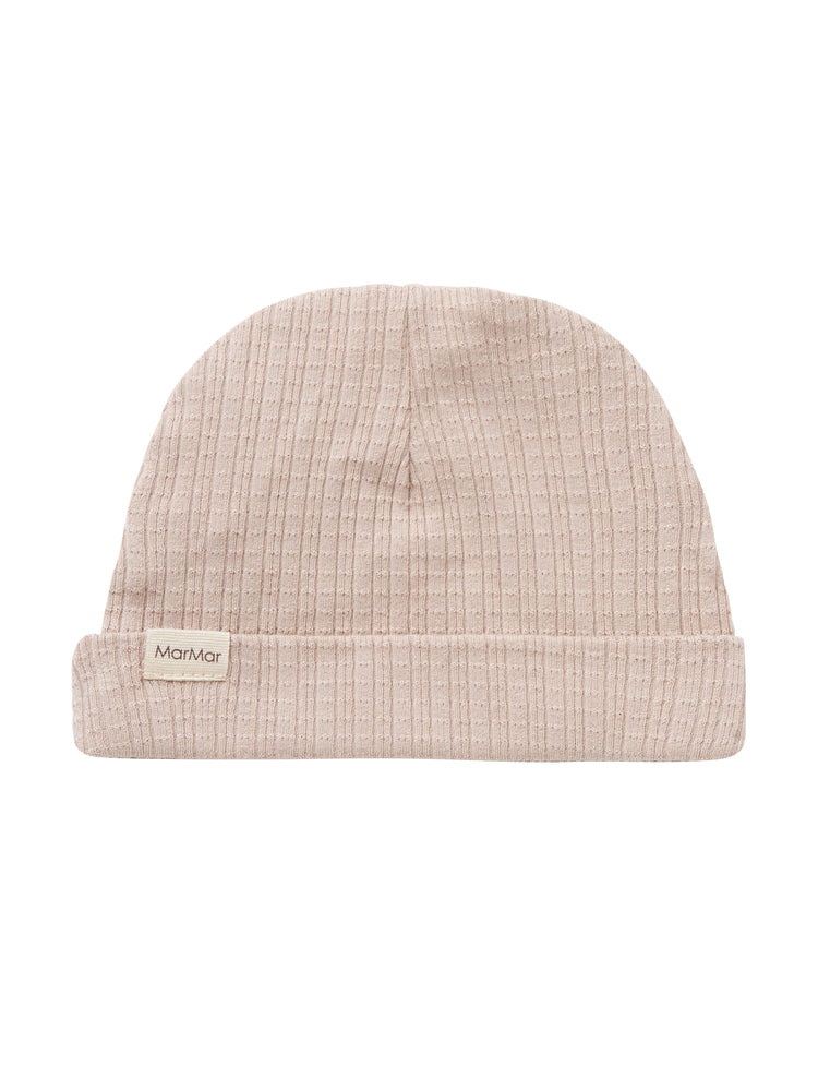 footie pointelle ribbed wrap with beanie - soft beige