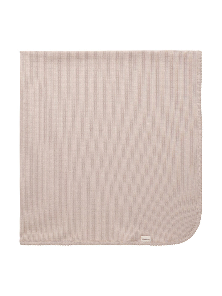 set footie pointelle ribbed wrap with beanie and blanket - soft beige