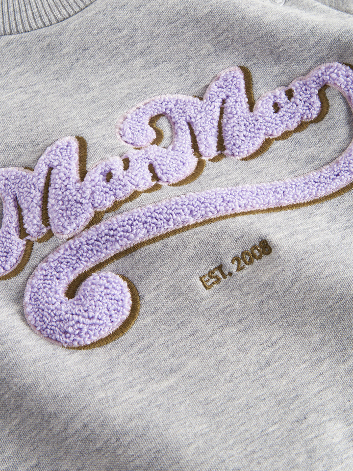 top l/s sherpa logo sweat - lavender logo