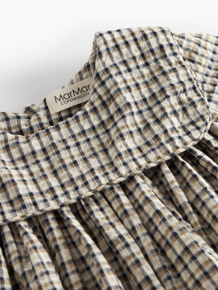 dress seersucker checkered with front pockets - pilot navy check