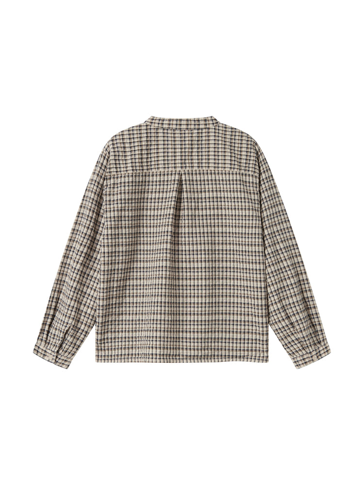 shirt l/s seersucker checkered henley - pilot navy check