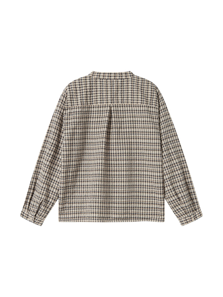 shirt l/s seersucker checkered henley - pilot navy check