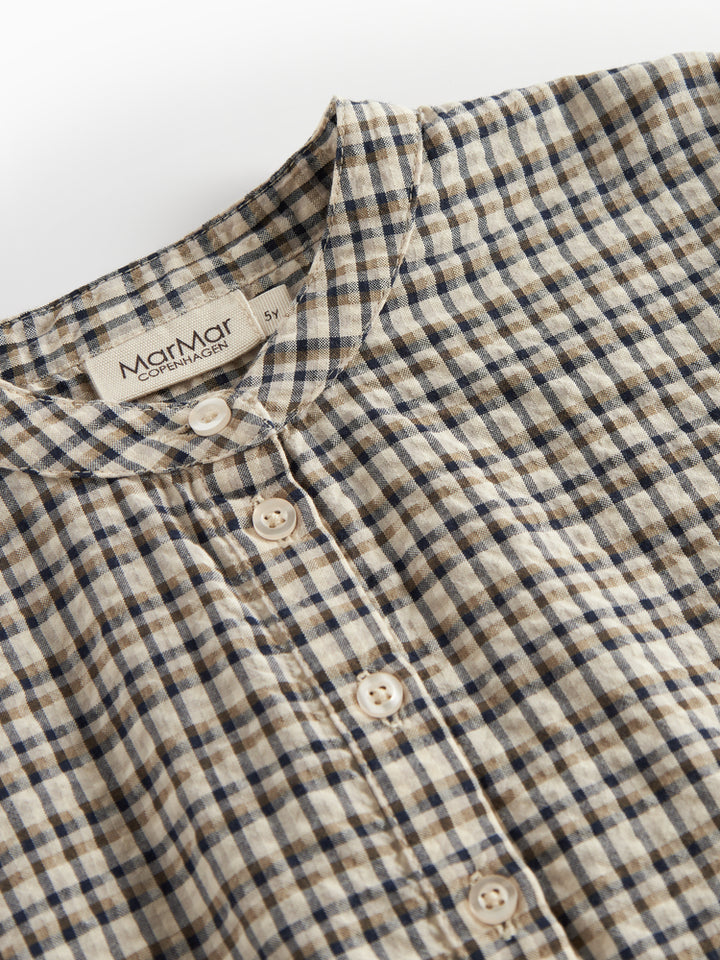 shirt l/s seersucker checkered henley - pilot navy check