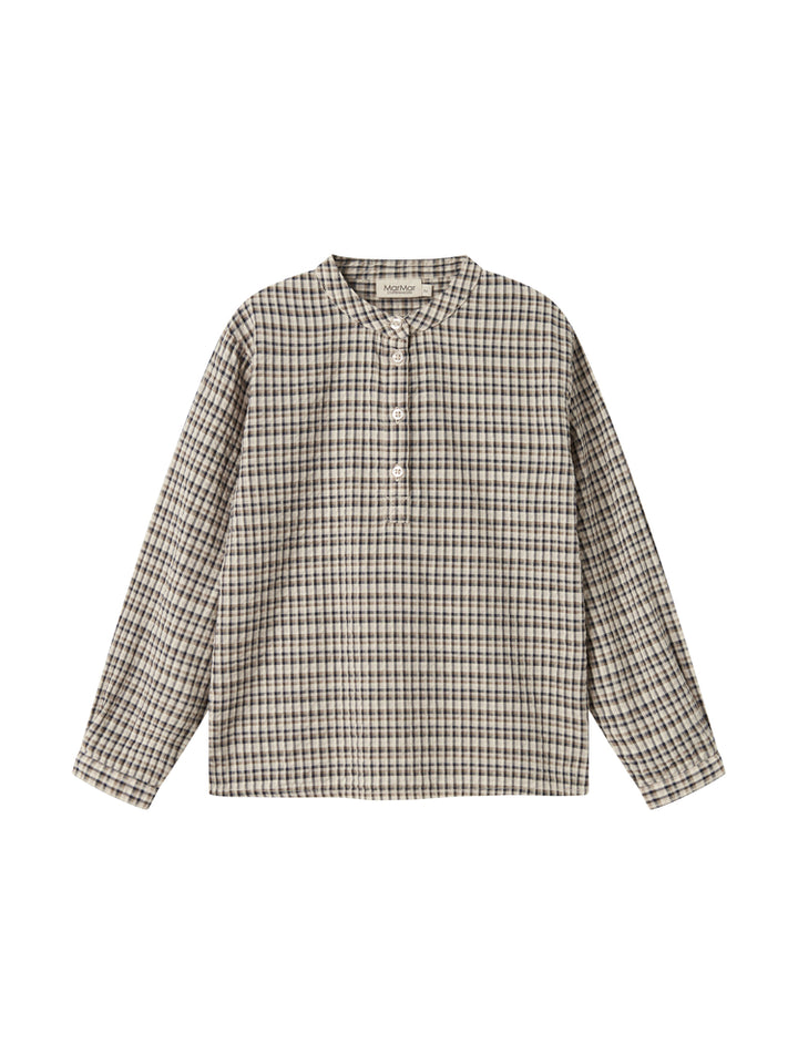shirt l/s seersucker checkered henley - pilot navy check