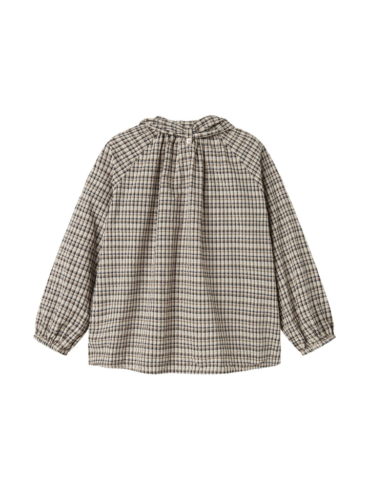 shirt l/s seersucker checkered with neck tie - pilot navy check