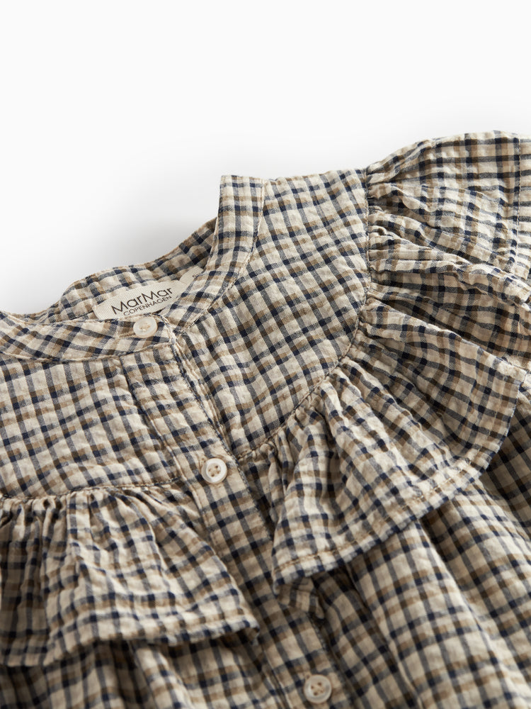 dress seersucker checkered button down - pilot navy check