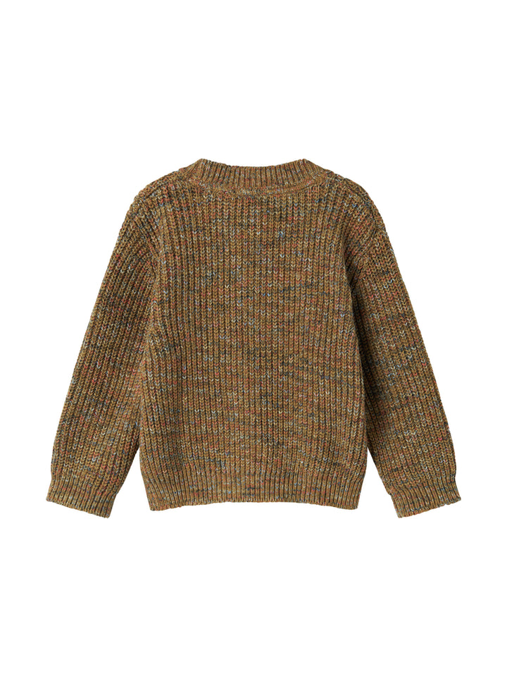 top l/s chunky knit spacedye sweater - dark bronze space