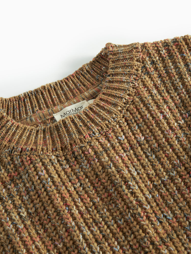 top l/s chunky knit spacedye sweater - dark bronze space