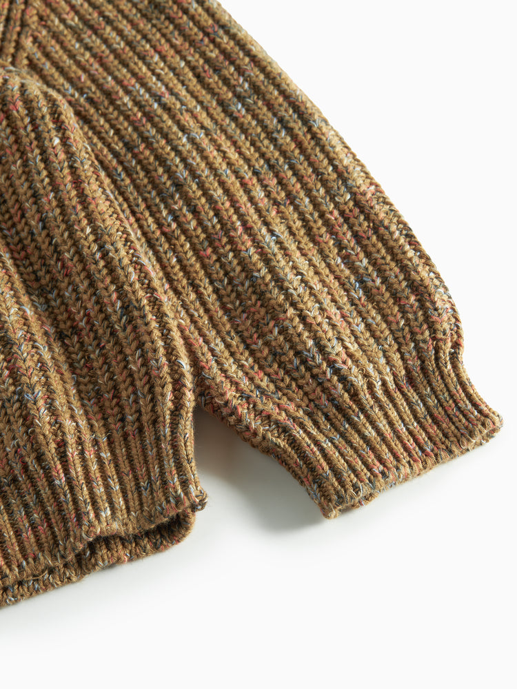 top l/s chunky knit spacedye sweater - dark bronze space