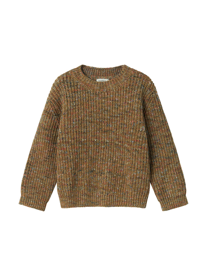 top l/s chunky knit spacedye sweater - dark bronze space