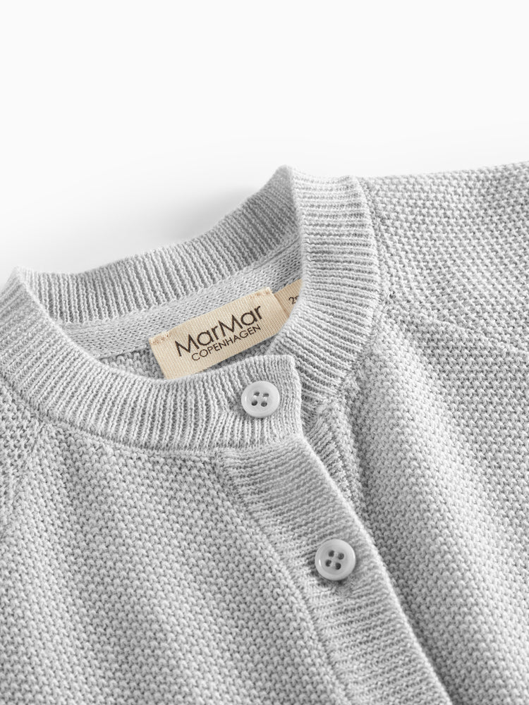 set knit cardigan and pants with bonnet with booties and blanket - aluminium