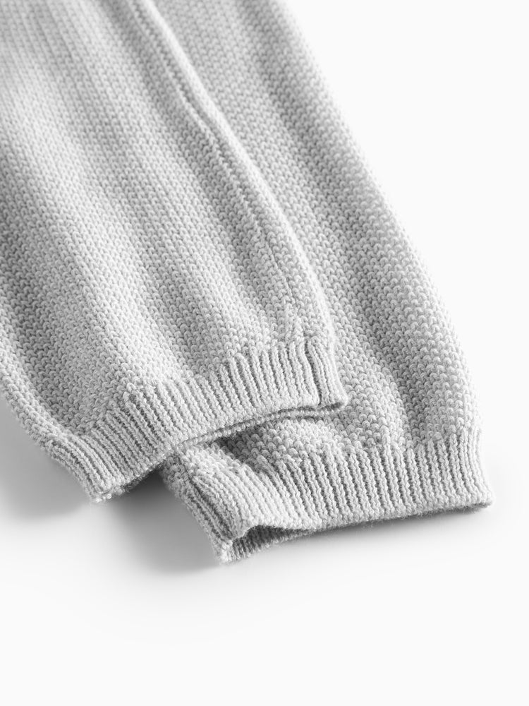 set knit cardigan and pants with bonnet with booties and blanket - aluminium