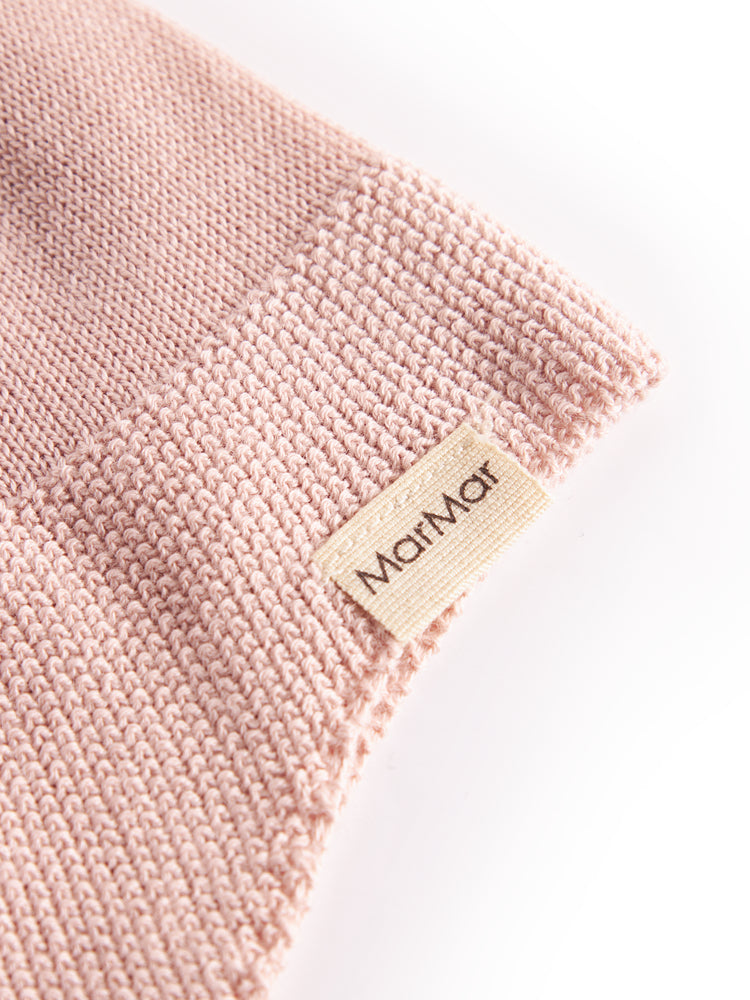 set knit cardigan and pants with bonnet with booties and blanket - faded rose