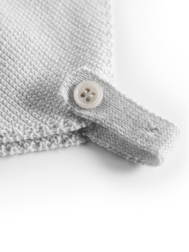 set knit cardigan and pants with bonnet with booties and blanket - aluminium