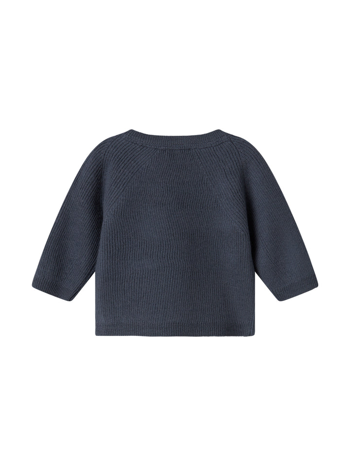 set knit wool wrap button top and footie pants with beanie - blue