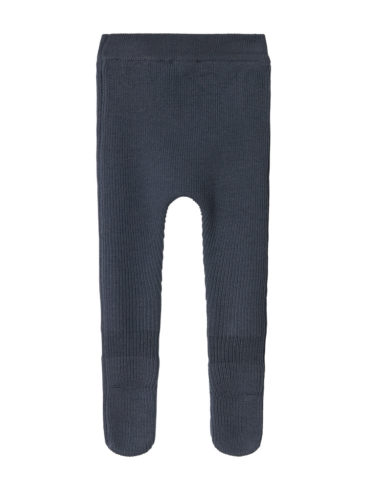 set knit wool wrap button top and footie pants with beanie - blue